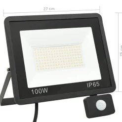 vidaXL LED-projektør med sensor 100 W varm hvid
