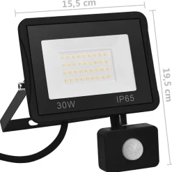 vidaXL LED-projektør med sensor 30 W varm hvid
