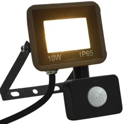 vidaXL LED-projektør med sensor 10 W varm hvid