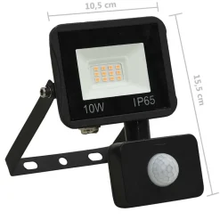 vidaXL LED-projektør med sensor 10 W varm hvid