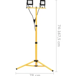 vidaXL LED-projektør med stativ 2x20 W varm hvid