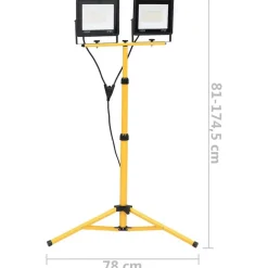 vidaXL LED-projektør med stativ 2x100 W varm hvid