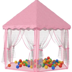 vidaXL legetelt med 250 bolde 133x140 cm prinsessetema pink