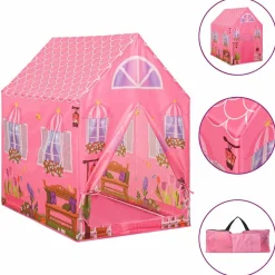 vidaXL legetelt til børn 69x94x104 cm med 250 bolde pink