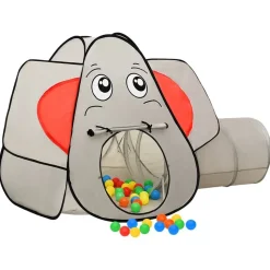 vidaXL legetelt til børn 174x86x101 cm 250 bolde elefant grå