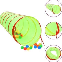 vidaXL legetunnel til børn 175 cm 250 bolde polyester grøn