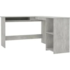 vidaXL L-formet skrivebord 120x140x75 cm konstrueret træ betongrå