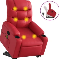 vidaXL løftestol med massagefunktion kunstlæder rød