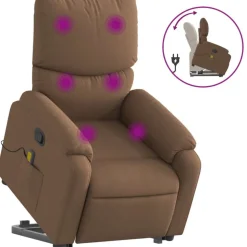 vidaXL løftestol med massagefunktion stof brun