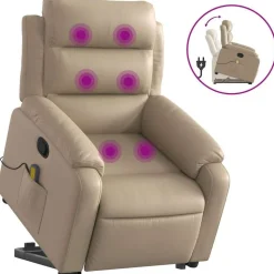 vidaXL løftestol med massagefunktion kunstlæder cappuccino