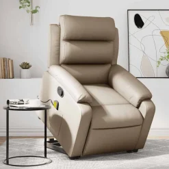 vidaXL løftestol med massagefunktion kunstlæder cappuccino
