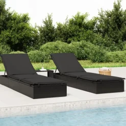 vidaXL liggestol 1 stk. med bord polyrattan sort