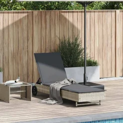 vidaXL liggestol med hjul og hynde polyrattan lysegrå