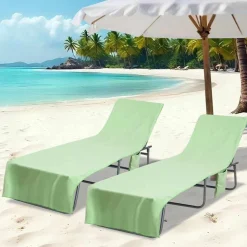 vidaXL Liggestols håndklæder 2 pcs Grøn 210 x 75 cm