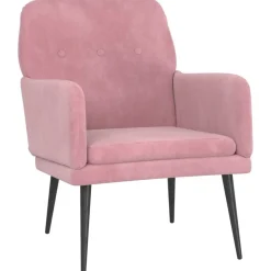 vidaXL lænestol 62x79x79 cm velour lyserød