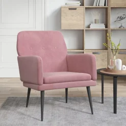 vidaXL lænestol 62x79x79 cm velour lyserød