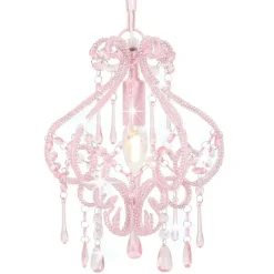 vidaXL loftlampe med perler rund E14 pink