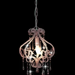 vidaXL loftlampe med perler rund E14 pink