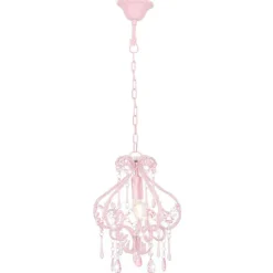 vidaXL loftlampe med perler rund E14 pink