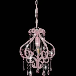 vidaXL loftlampe med perler rund E14 pink