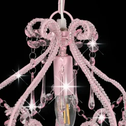 vidaXL loftlampe med perler rund E14 pink