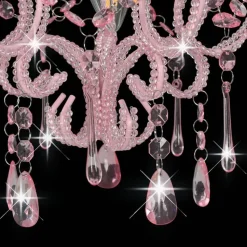 vidaXL loftlampe med perler rund E14 pink