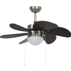 vidaXL loftventilator med lampe 76 cm mørkebrun