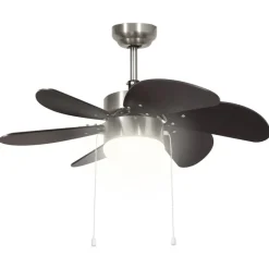 vidaXL loftventilator med lampe 76 cm mørkebrun