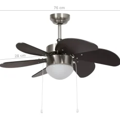 vidaXL loftventilator med lampe 76 cm mørkebrun