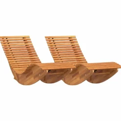 vidaXL Lounger 2-person 2 pcs Brun 154 x 60 x 74 cm Massivt Akacietræ