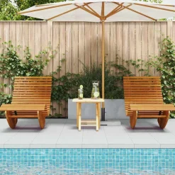 vidaXL Lounger 2-person 2 pcs Brun 154 x 60 x 74 cm Massivt Akacietræ