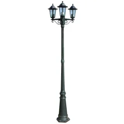 vidaXL lygtepæl med 3 arme 215 cm aluminium mørkegrøn/sort
