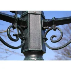 vidaXL lygtepæl med 3 arme 215 cm aluminium mørkegrøn/sort