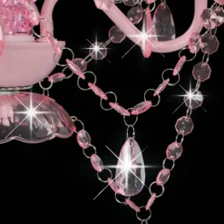 vidaXL lysekrone med perler rund 3 x E14 pink