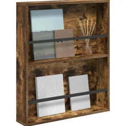 vidaXL Magasin Rack med hylde Røget eg 60 x 12 x 70 cm Konstrueret træ