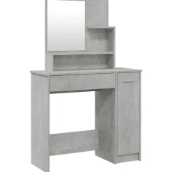 vidaXL makeupbord med spejl 86,5x35x136 cm betongrå
