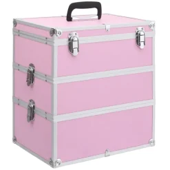 vidaXL makeupkuffert 37 x 24 x 40 cm pink aluminium