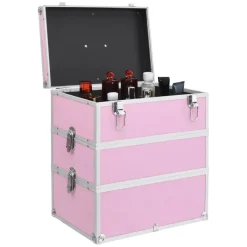 vidaXL makeupkuffert 37 x 24 x 40 cm pink aluminium