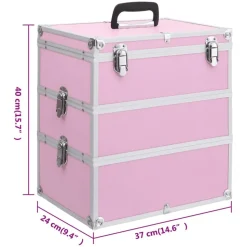 vidaXL makeupkuffert 37 x 24 x 40 cm pink aluminium