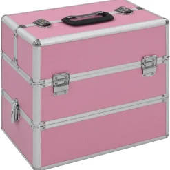 vidaXL makeupkuffert 37 x 24 x 35 cm pink aluminium