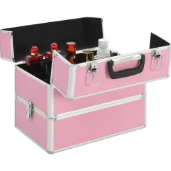 vidaXL makeupkuffert 37 x 24 x 35 cm pink aluminium