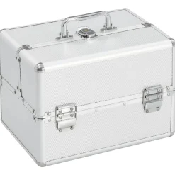 vidaXL makeupkuffert 22 x 30 x 21 cm sølvfarvet aluminium