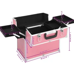 vidaXL makeupkuffert 38x23x34 cm pink aluminium