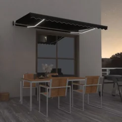 vidaXL markise m. LED + vindsensor 400x350 cm automatisk antracit