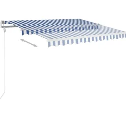 vidaXL markise 300x250 cm automatisk betjening blå og hvid