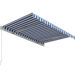 vidaXL markise 300x250 cm automatisk betjening blå og hvid