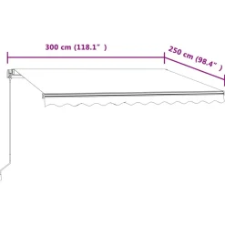 vidaXL markise 300x250 cm automatisk betjening blå og hvid