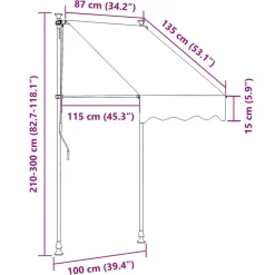 vidaXL markise 100x150 cm sammenrullelig stof og stål antracitgrå