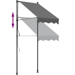 vidaXL markise 100x150 cm sammenrullelig stof og stål antracitgrå