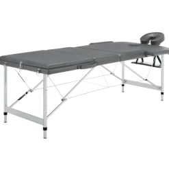 vidaXL massagebord med 3 zoner aluminiumsstel 186 x 68 cm antracitgrå